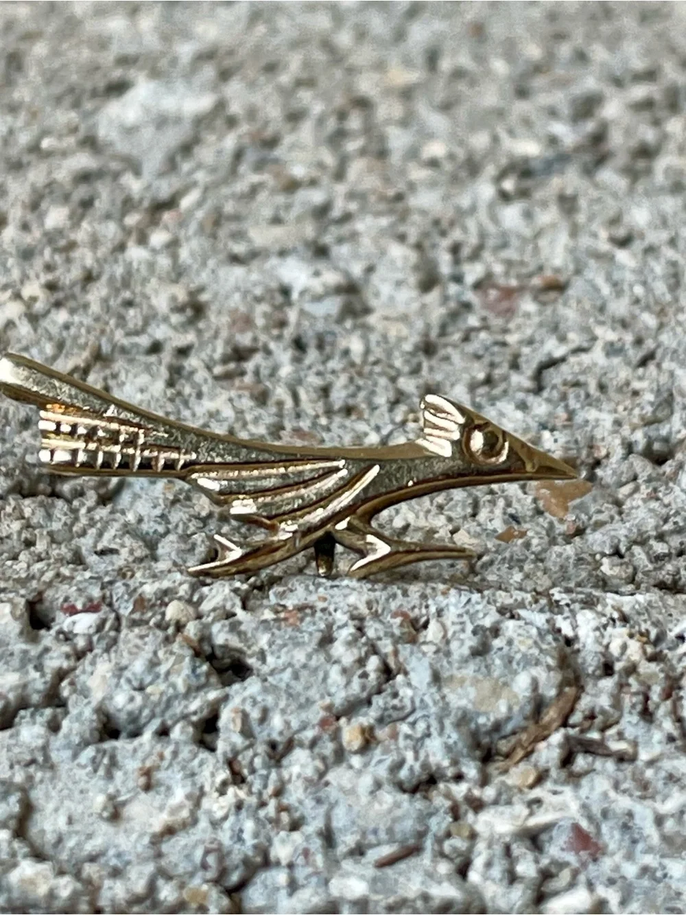 Retired James Avery 14K Gold Roadrunner Tie Tack Lapel Pin Vintage Rare